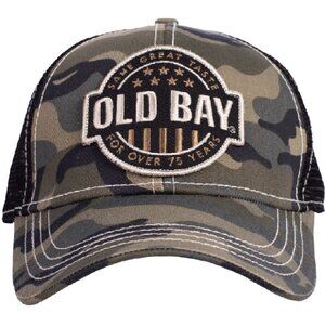 Old Bay Embroidered USA Flag Patch Camo Mesh Back Cap Hat - NEW Fast Ship